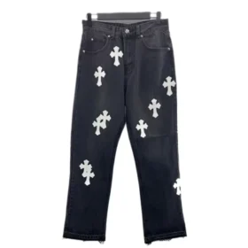 Chrome Hearts Çapraz Dikişli Deri Jean
