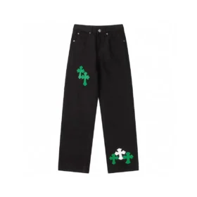 Chrome Hearts Cross Yeşil ve Beyaz Yama Jean