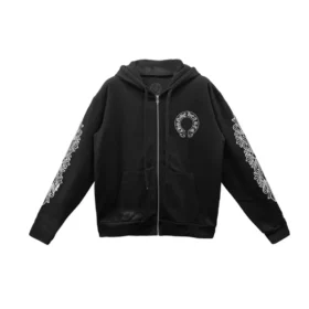 Chrome Hearts Fermuarlı Kapüşonlu Sweatshirt F**Kyou Horseshoe Çiçek Desenli Kol