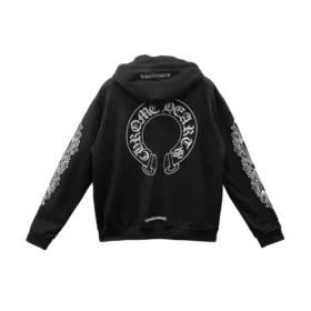 Chrome Hearts Fermuarlı Kapüşonlu Sweatshirt F**Kyou Horseshoe Çiçek Desenli Kol