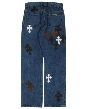 Chrome Hearts Fleur Diz Cross Patch Yamalı Jeanler