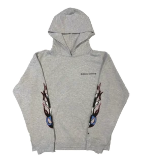 Chrome Hearts Hearts Matty Boy Brain Kapüşonlu Sweatshirt Gri