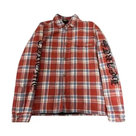 Chrome Hearts Kırmızı Astarlı Ekose Kareli Flanel Gömlek