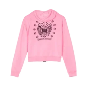 Chrome Hearts Kızlar İçin Fermuarlı Pembe Kapüşonlu Kapüşonlular