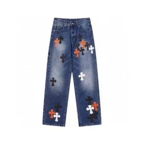 Chrome Hearts Mavi Haç Desenli Denim Jeanler