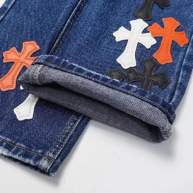 Chrome Hearts Mavi Haç Desenli Denim Jeanler
