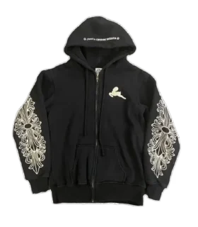 Chrome Hearts Nadir Fermuarlı Kapüşonlu Sweatshirt Floral Cross Foti
