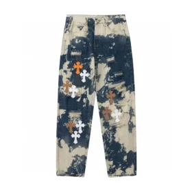 Chrome Hearts Tie Dye Çok Renkli Çapraz Desenli Jean