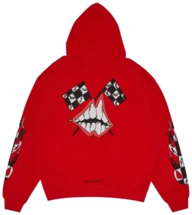 Chrome Hearts X Matty Boy Flames Kapüşonlu Sweatshirt Kırmızı